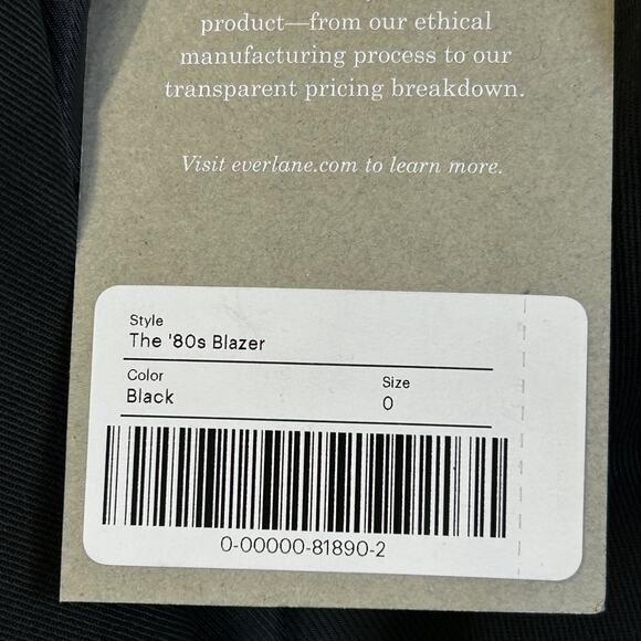 Everlane The 80's Blazer in Black 3 Button Front Long Sleeve Women's Size 0 NWT - Picture 10 of 12